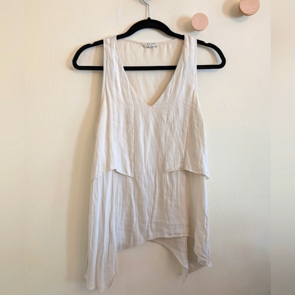 Free People x Dôen Cream Asymmetrical Sleeveless Top - Size XS - Picture 1 of 2